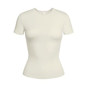 SKIMS Cotton Crew Neck Jersey Top in Bone (M/Cream)